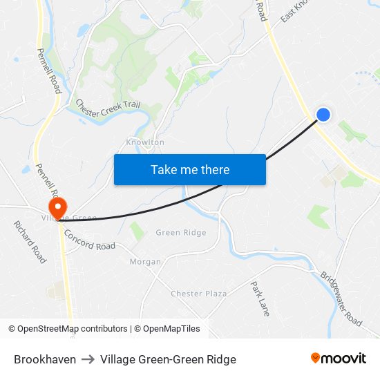 Brookhaven to Village Green-Green Ridge map