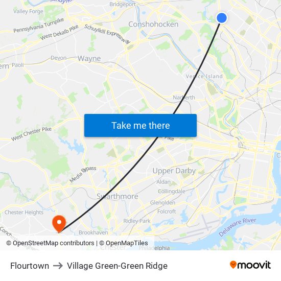 Flourtown to Village Green-Green Ridge map