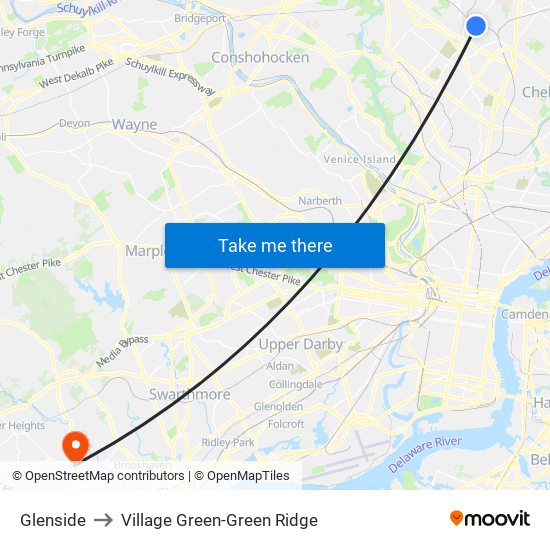Glenside to Village Green-Green Ridge map