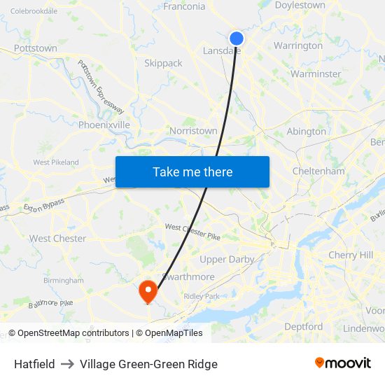 Hatfield to Village Green-Green Ridge map