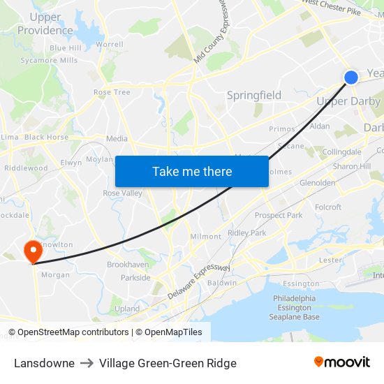 Lansdowne to Village Green-Green Ridge map