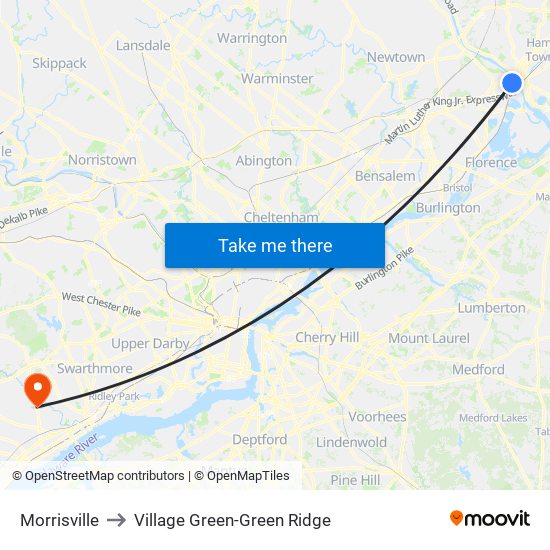 Morrisville to Village Green-Green Ridge map