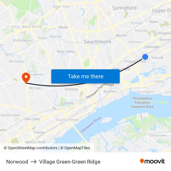 Norwood to Village Green-Green Ridge map