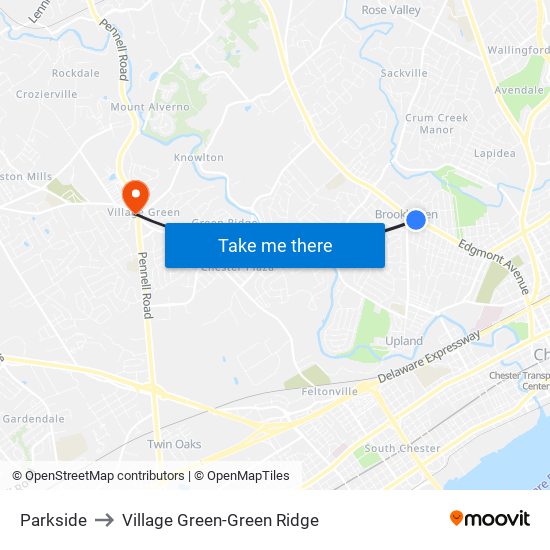 Parkside to Village Green-Green Ridge map