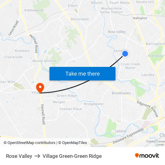 Rose Valley to Village Green-Green Ridge map