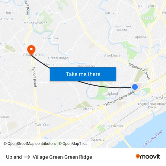 Upland to Village Green-Green Ridge map