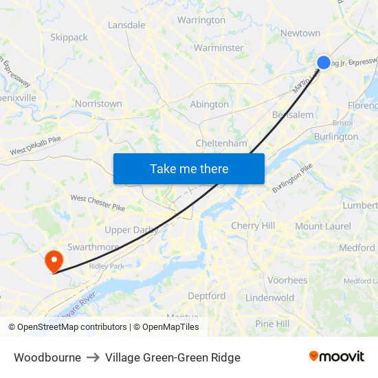 Woodbourne to Village Green-Green Ridge map