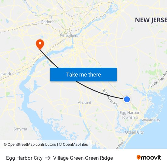 Egg Harbor City to Village Green-Green Ridge map