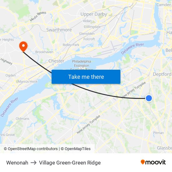 Wenonah to Village Green-Green Ridge map