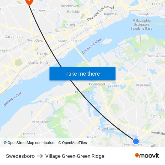 Swedesboro to Village Green-Green Ridge map