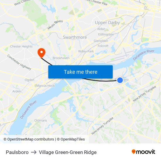 Paulsboro to Village Green-Green Ridge map