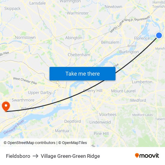 Fieldsboro to Village Green-Green Ridge map