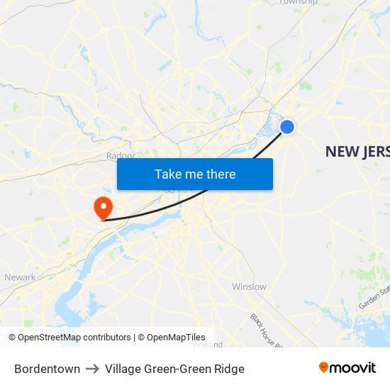 Bordentown to Village Green-Green Ridge map