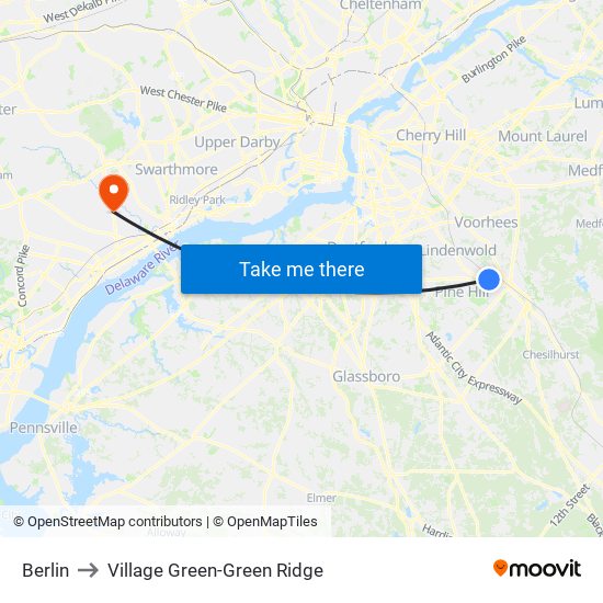 Berlin to Village Green-Green Ridge map