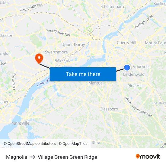 Magnolia to Village Green-Green Ridge map