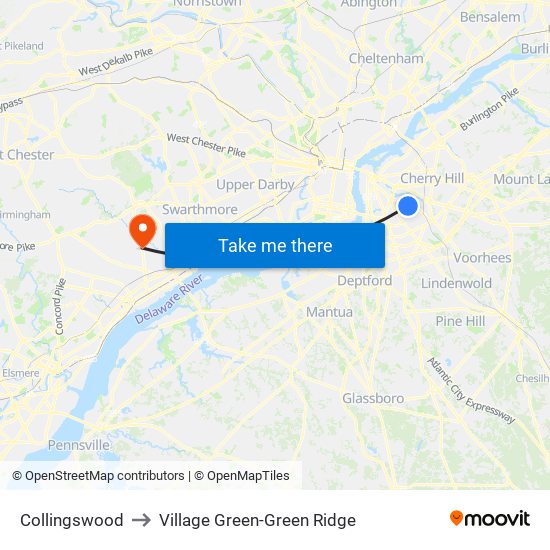 Collingswood to Village Green-Green Ridge map