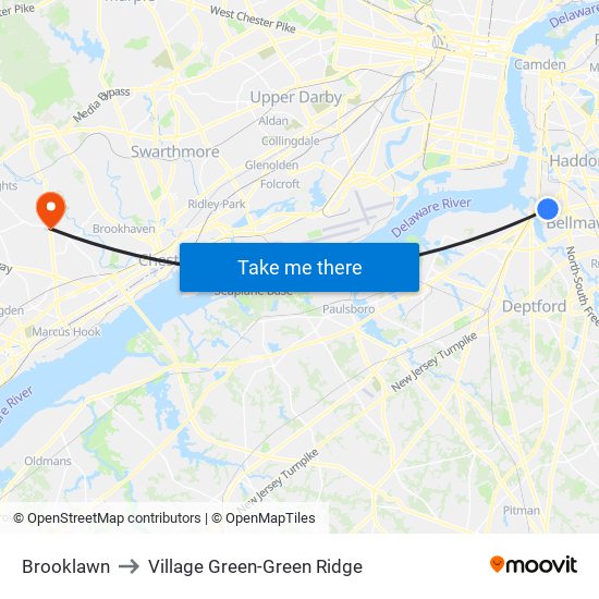 Brooklawn to Village Green-Green Ridge map