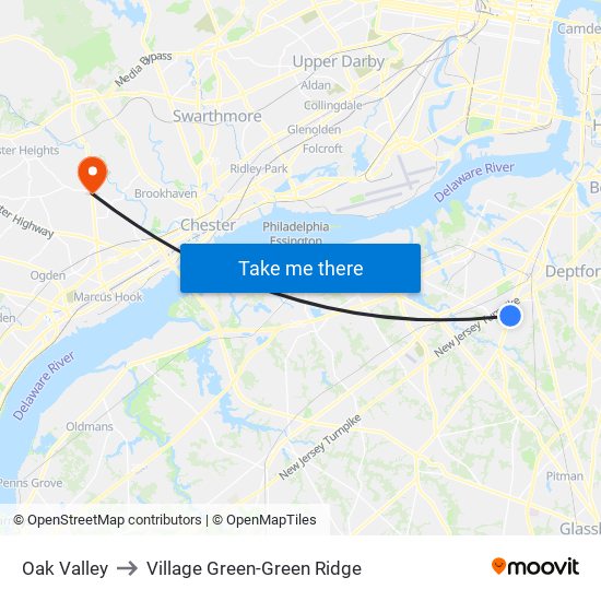 Oak Valley to Village Green-Green Ridge map