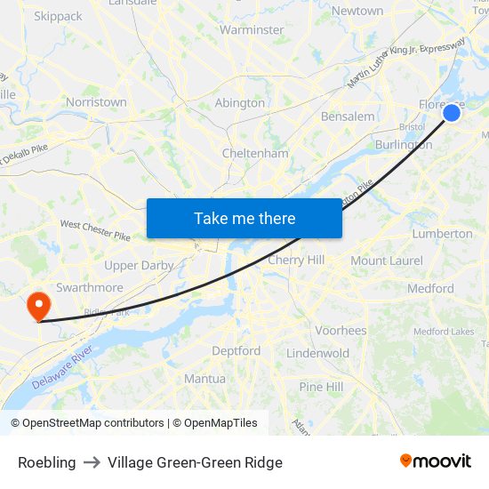 Roebling to Village Green-Green Ridge map