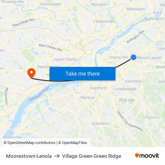 Moorestown-Lenola to Village Green-Green Ridge map