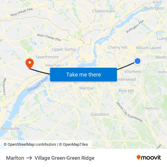 Marlton to Village Green-Green Ridge map