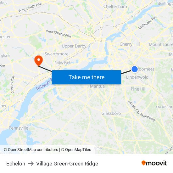 Echelon to Village Green-Green Ridge map