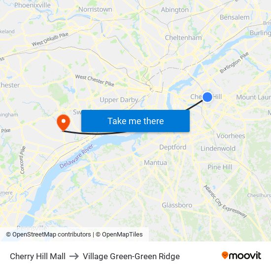 Cherry Hill Mall to Village Green-Green Ridge map