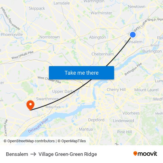 Bensalem to Village Green-Green Ridge map