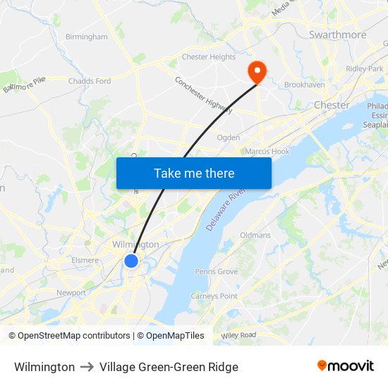 Wilmington to Village Green-Green Ridge map