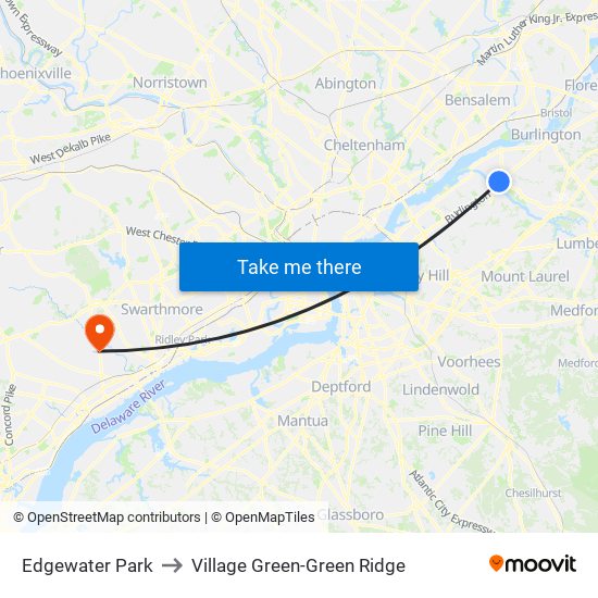Edgewater Park to Village Green-Green Ridge map