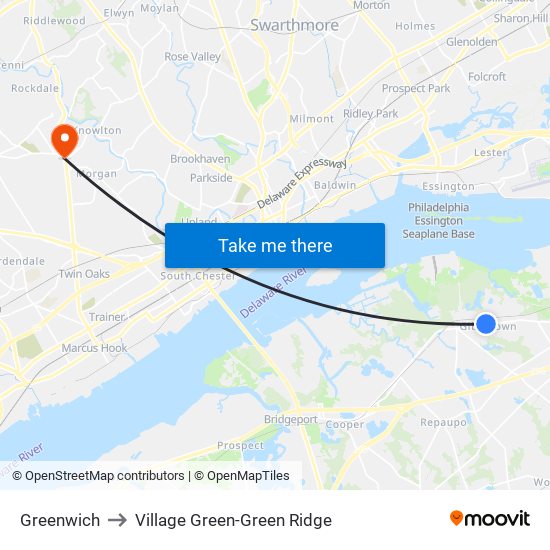 Greenwich to Village Green-Green Ridge map