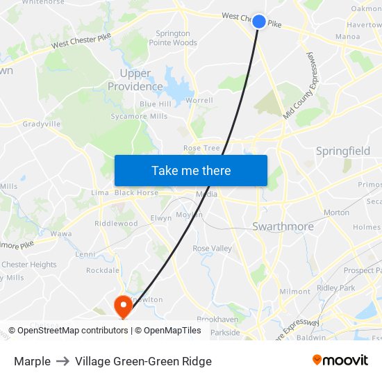 Marple to Village Green-Green Ridge map