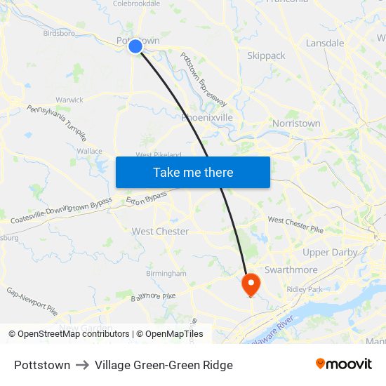 Pottstown to Village Green-Green Ridge map