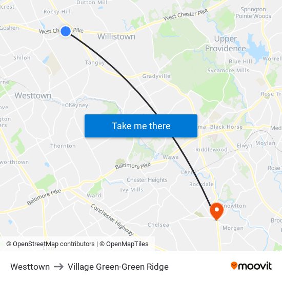 Westtown to Village Green-Green Ridge map