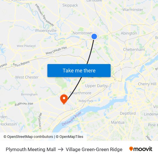 Plymouth Meeting Mall to Village Green-Green Ridge map