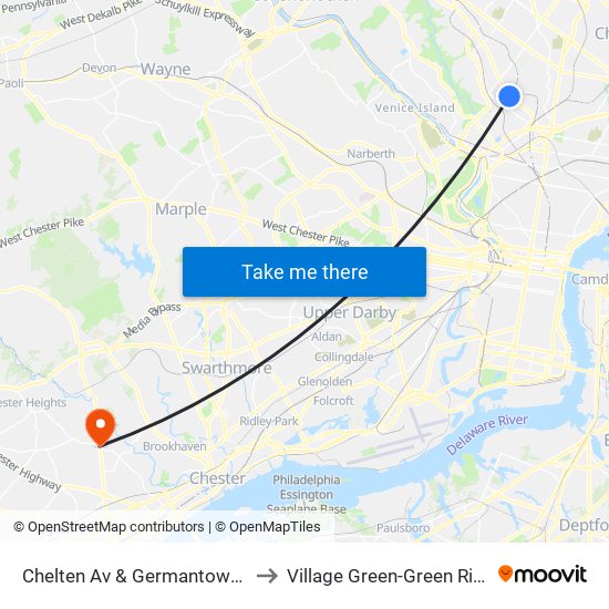 Chelten Av & Germantown Av to Village Green-Green Ridge map