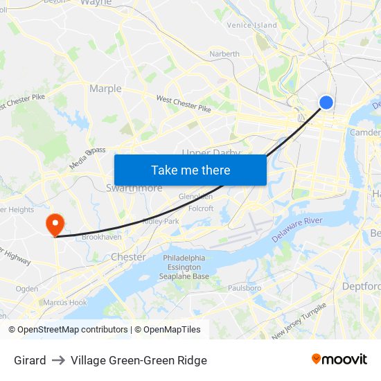 Girard to Village Green-Green Ridge map