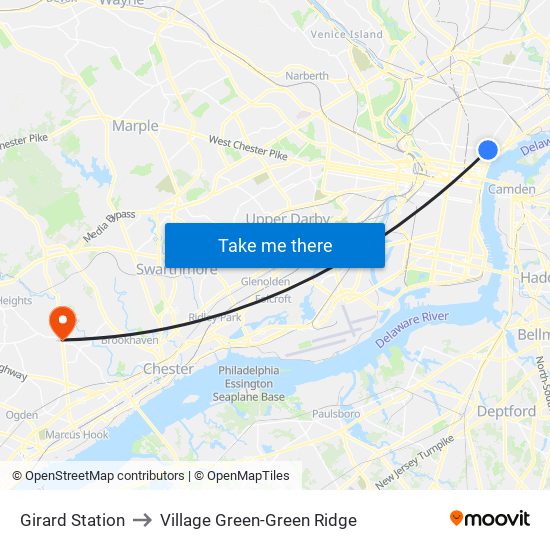 Girard Station to Village Green-Green Ridge map