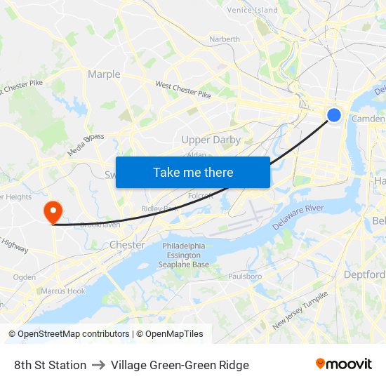 8th St Station to Village Green-Green Ridge map