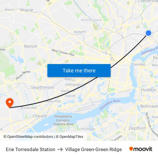 Erie Torresdale Station to Village Green-Green Ridge map