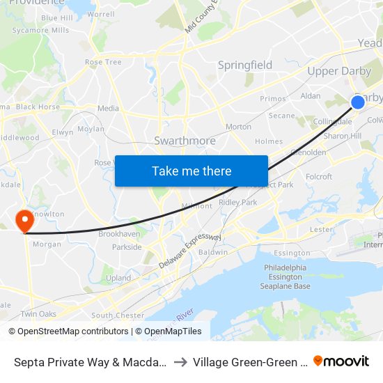 Septa Private Way & Macdade Blvd to Village Green-Green Ridge map