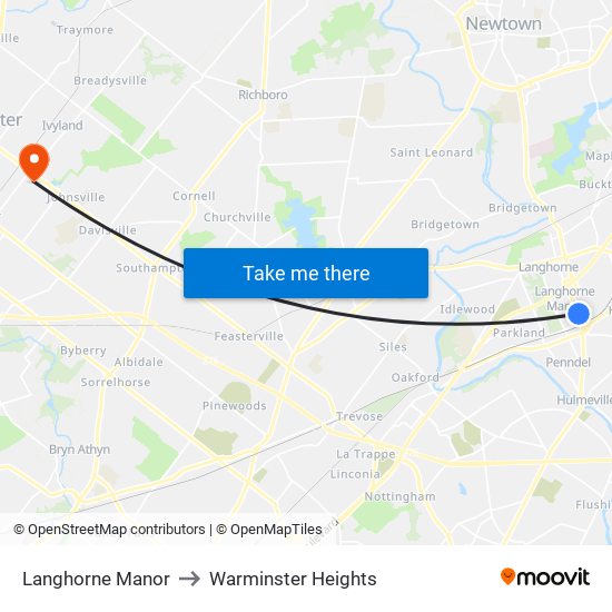 Langhorne Manor to Warminster Heights map