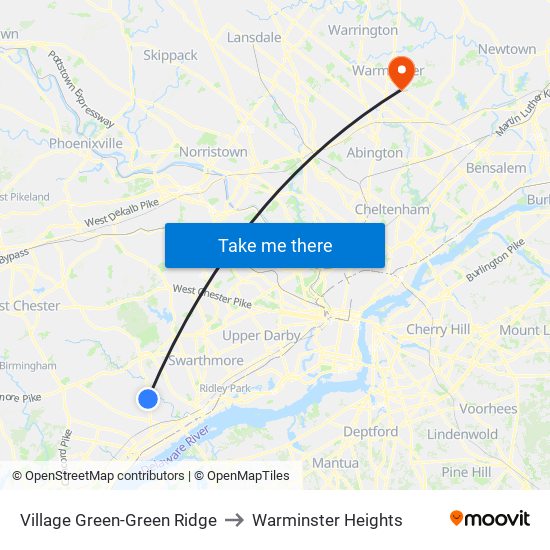 Village Green-Green Ridge to Warminster Heights map
