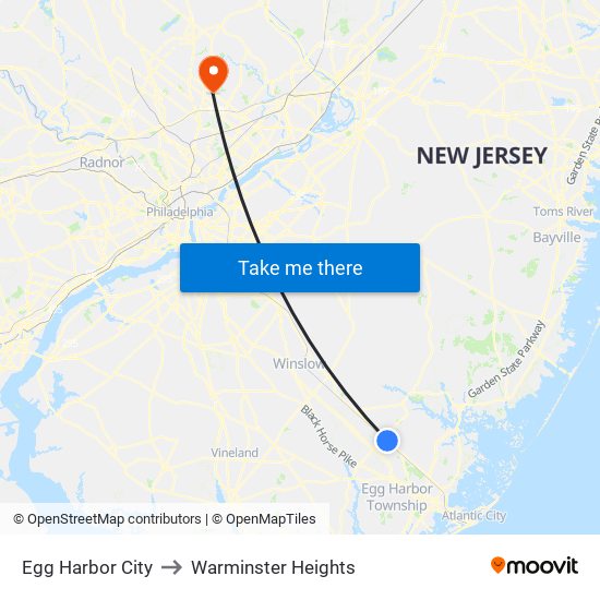 Egg Harbor City to Warminster Heights map