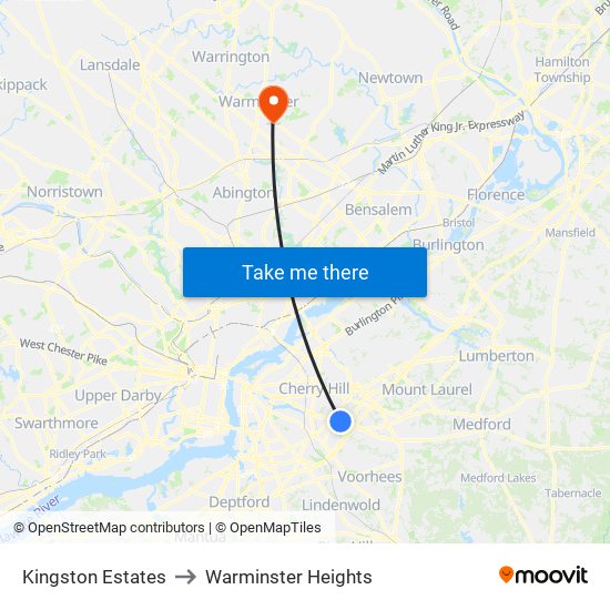 Kingston Estates to Warminster Heights map