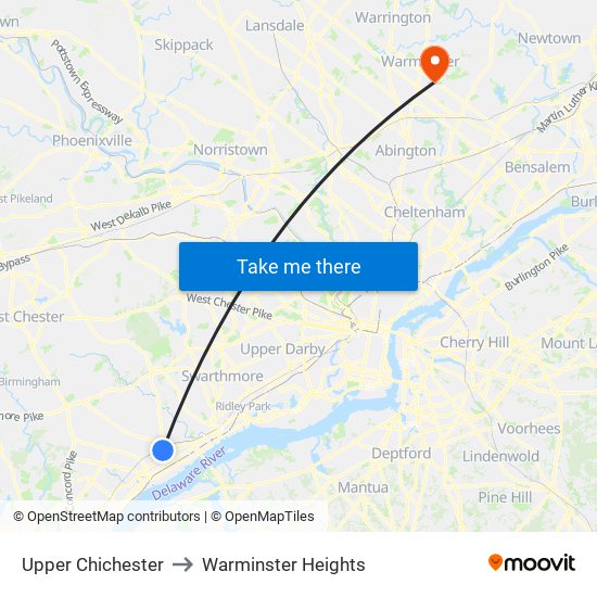 Upper Chichester to Warminster Heights map