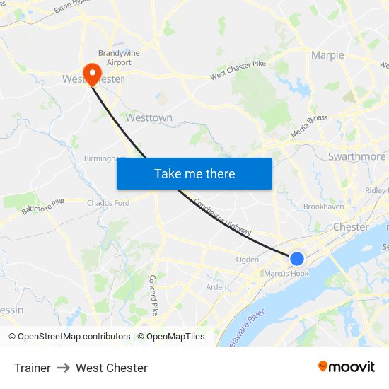 Trainer to West Chester map