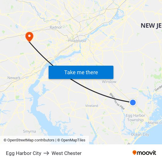 Egg Harbor City to West Chester map