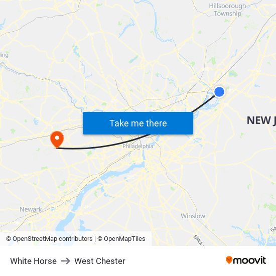 White Horse to West Chester map