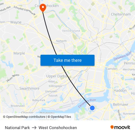 National Park to West Conshohocken map